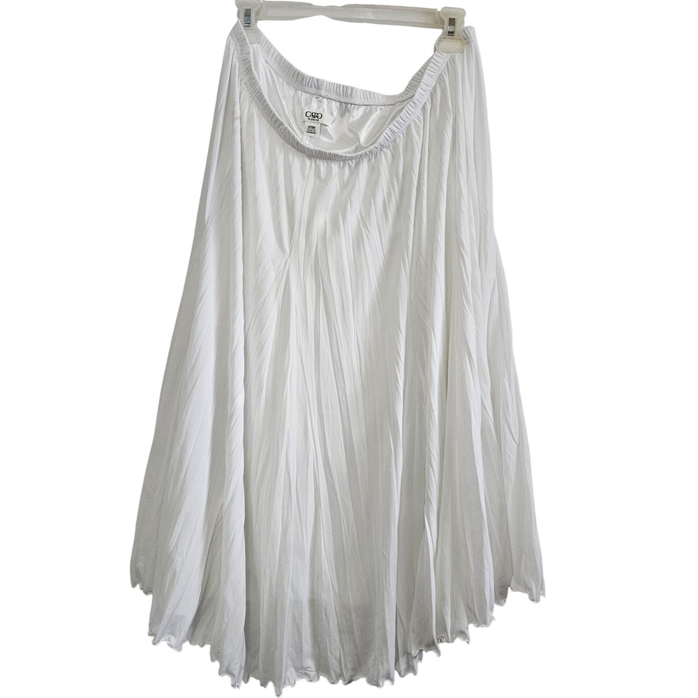 Cato Woman White Pleated Midi Skirt Elastic Waist Lettuce Edge Plus Size 14/16W